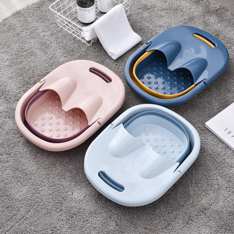 2023 New Children's Foldable Foot Bath Tub Plastic with Lid and Handle Foot Soaking Basin Massage Foldable Foot Bath Tub for Girls