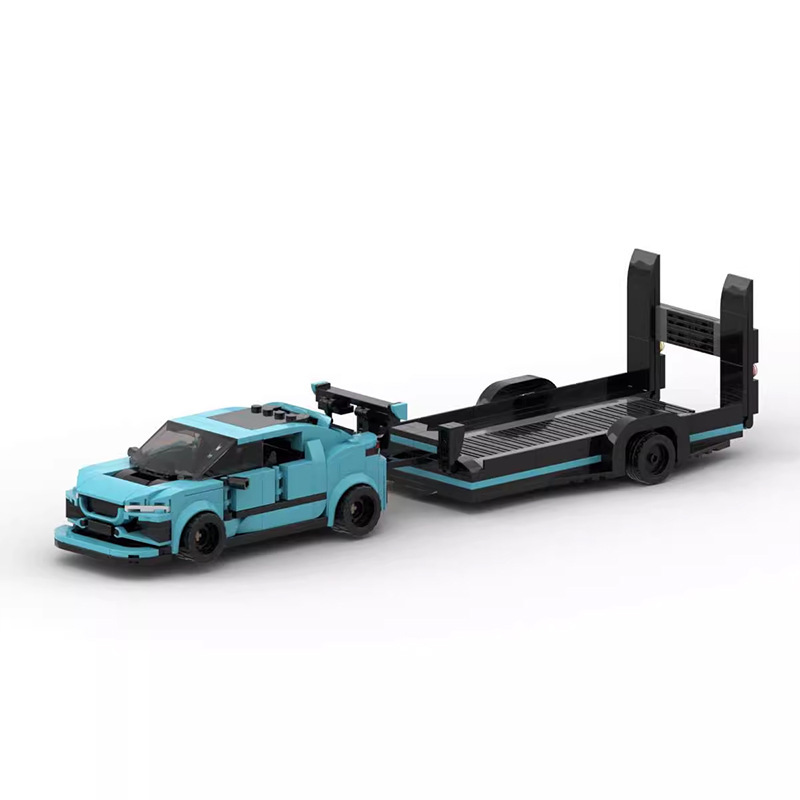 MOC compatible with Lego building blocks luxury Jaguar iPace and trailer splicing toy gift car model gift for men