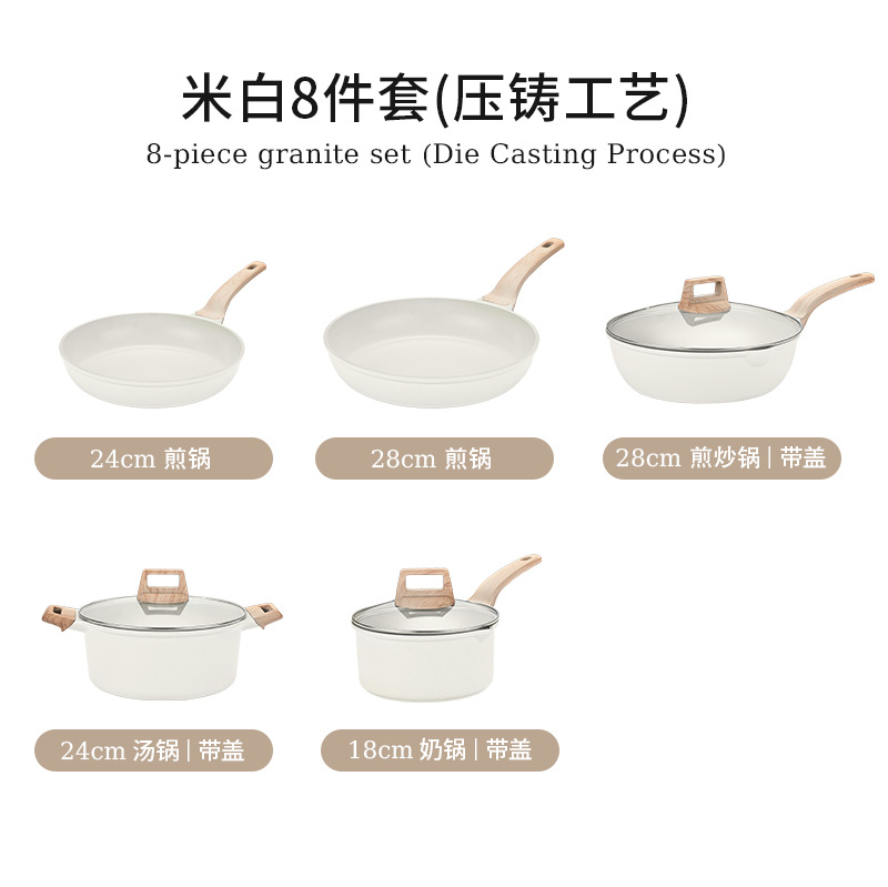 Juego completo de ollas y utensilios de granito transfronterizo, suministros de cocina, olla antiadherente de piedra médica, olla de cocina