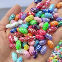 仿白蜜蜡米珠仿玉石散珠仿白玉椭圆路路通塑料饰品配件手工珠子