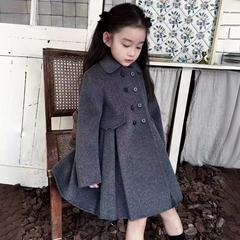 女童韩版双面呢子大衣中小童大衣25春秋新款宝宝洋气儿童毛呢外套