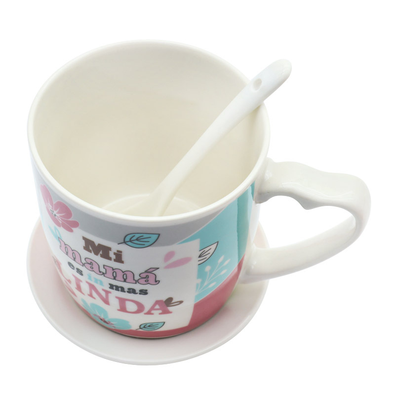 Día de la Madre español taza de cerámica taza de café taza de cuchara taza de plato conjunto taza de leche soporte logotipo