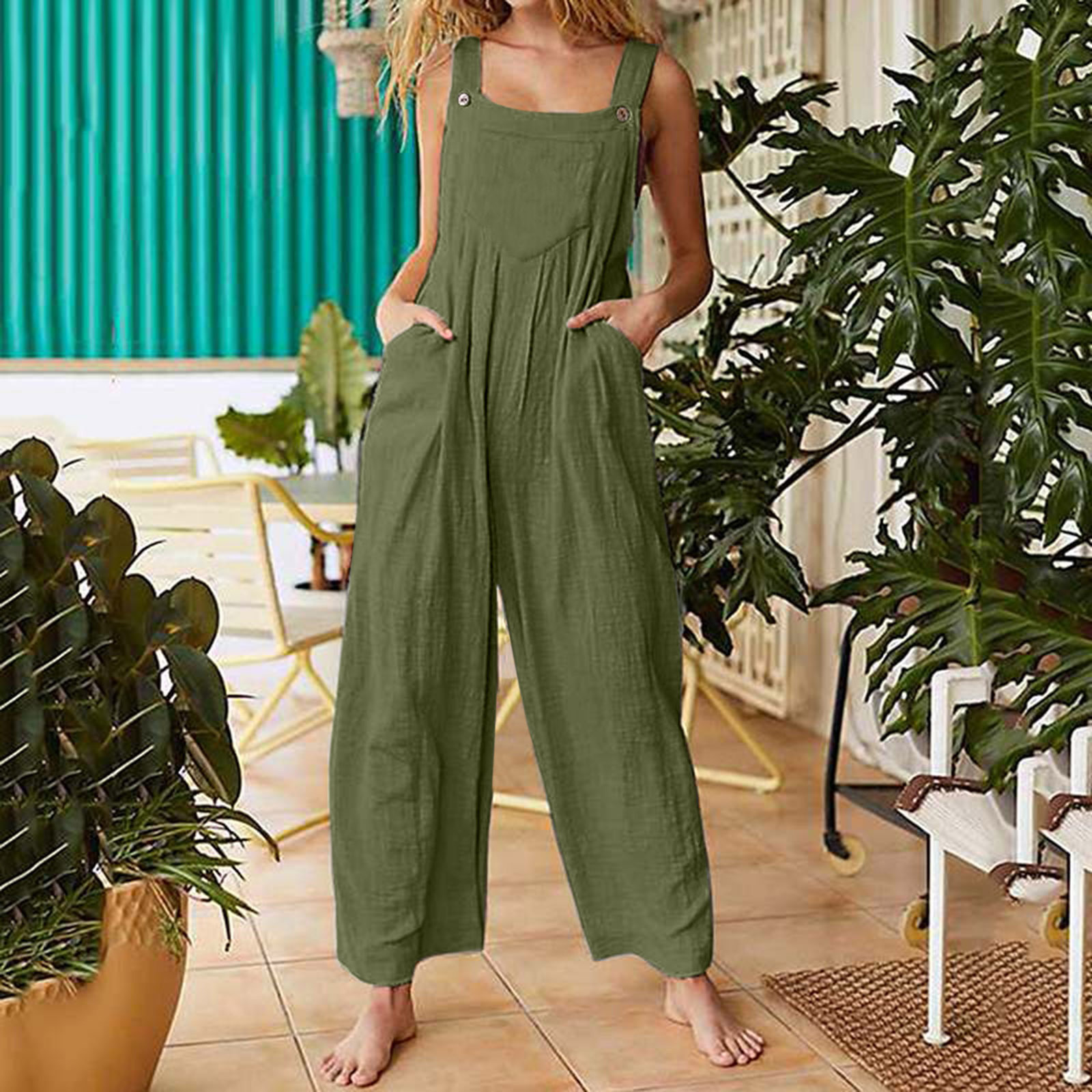 Women's Daily Casual Solid Color Full Length Washed Jumpsuits display picture 6