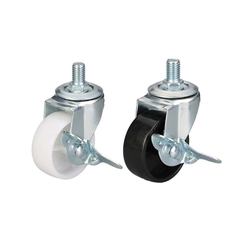 Rueda Giratoria de Tornillo para Muebles M8 de 1, 1.25, 1.5 y 2 Pulgadas de PVC con Freno