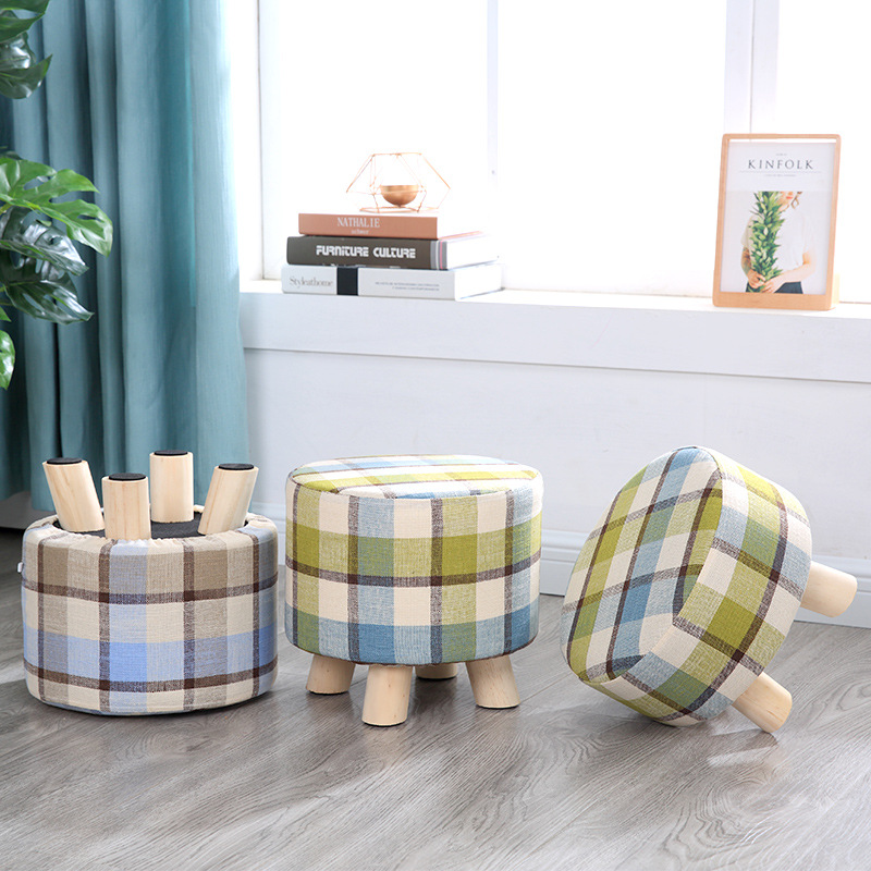 Taburete pequeño Internet celebridad hogar tela taburete bajo sala de estar creativa sofá taburete lindo taburete redondo zapatos Cambio de heces perezoso banco pequeño