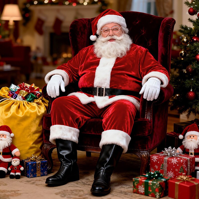 2025 Cross-Border European and American Large Size Christmas Costume Santa Claus Holiday Party Costume Cosplay Stage Performance Costume