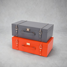 欧式皮革手提箱橱窗陈列摄影摆件道具箱高端手提化妆品工具箱批发