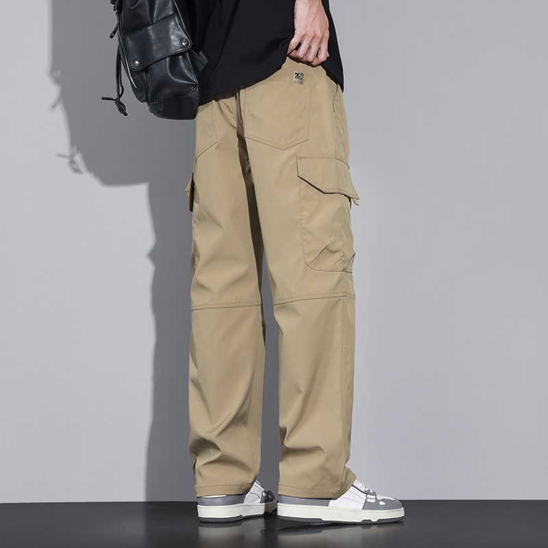 Verano nuevos monos pantalones verano americano suelto recto nuevo estilo multibolsillos pantalones juveniles pantalones casuales para hombres