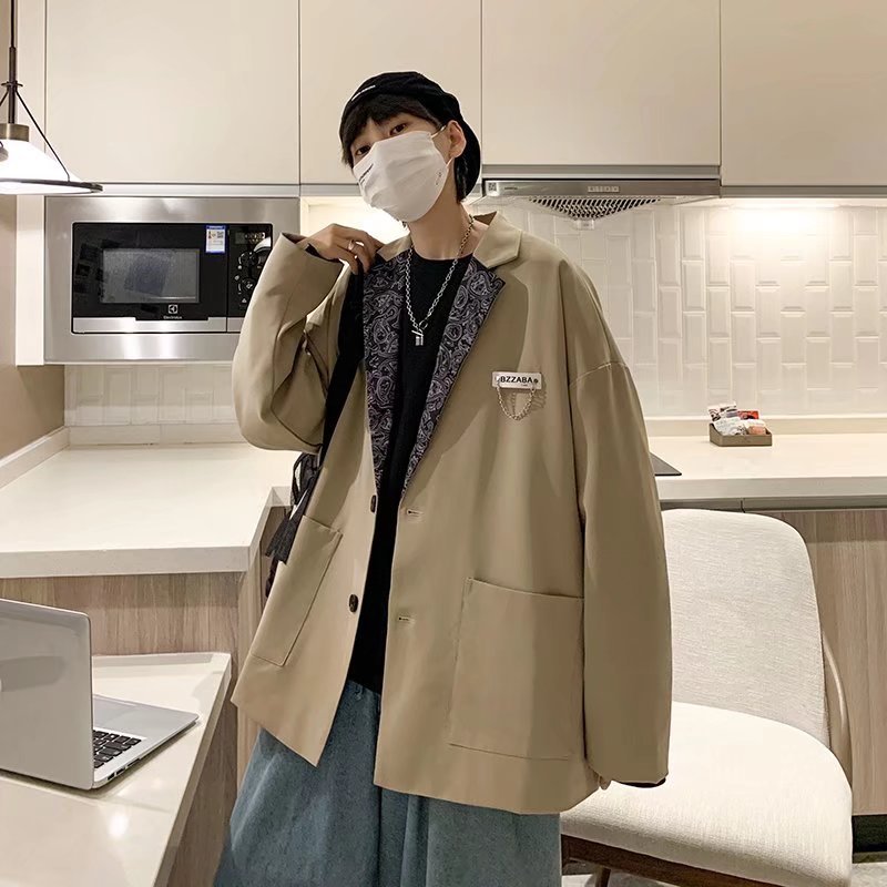 2024 otoño chaqueta de moda casual insignia de los hombres sentido del diseño tendencia de nicho chaqueta suelta de gran tamaño de estilo coreano