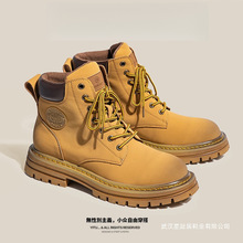 马丁靴男款高帮真皮春夏透气户外工装登山情侣中帮踢不烂大黄靴女