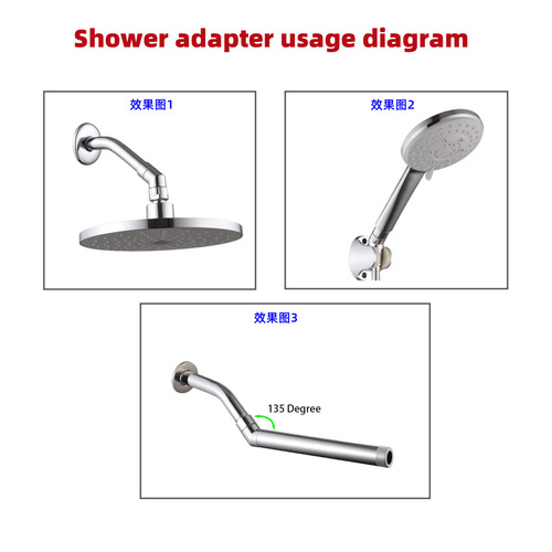 Shower Hose Adapter Shower Head Elbow Connector Wholesale G1/2 Universal Adapter with Adjustable Nut