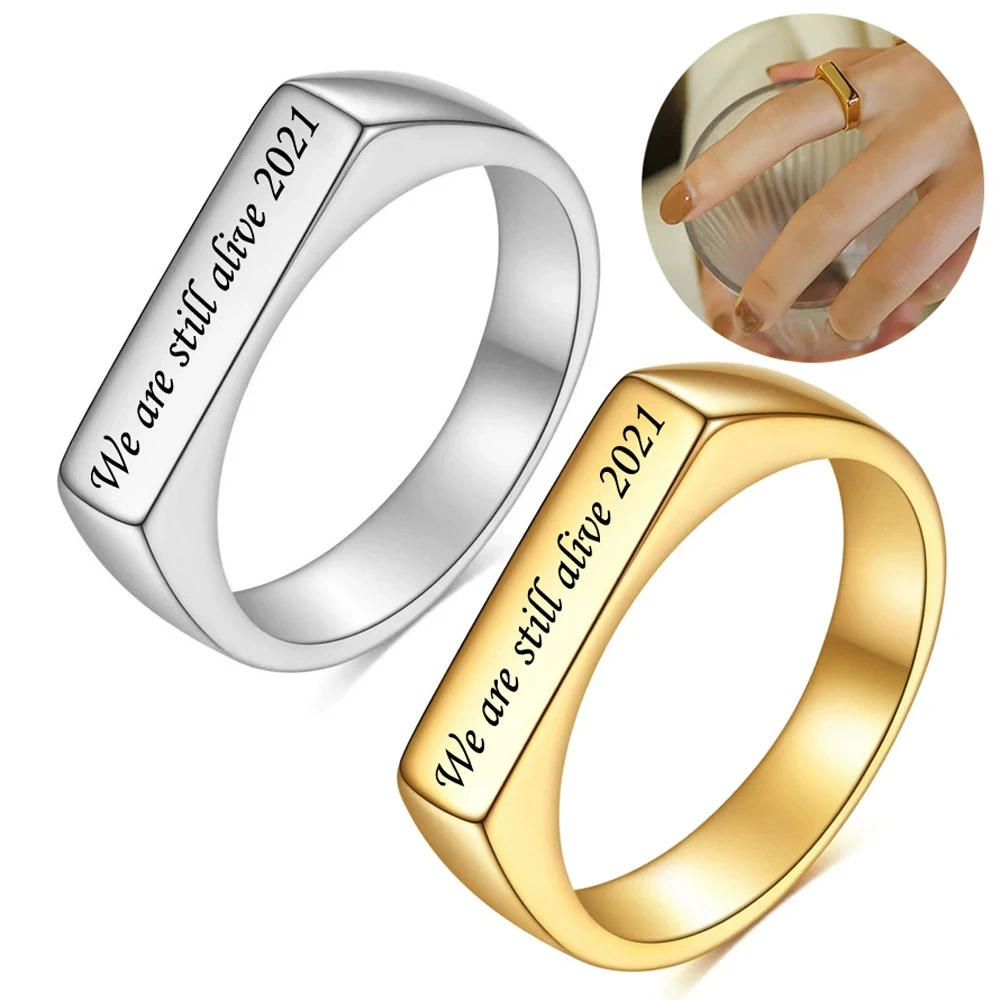 Модное простое Золотое кольцо Dongdaemun с гравировкой логотипа Xinghe в Корейском стиле, указательный палец, кольцо из нержавеющей стали из титановой стали для женщин