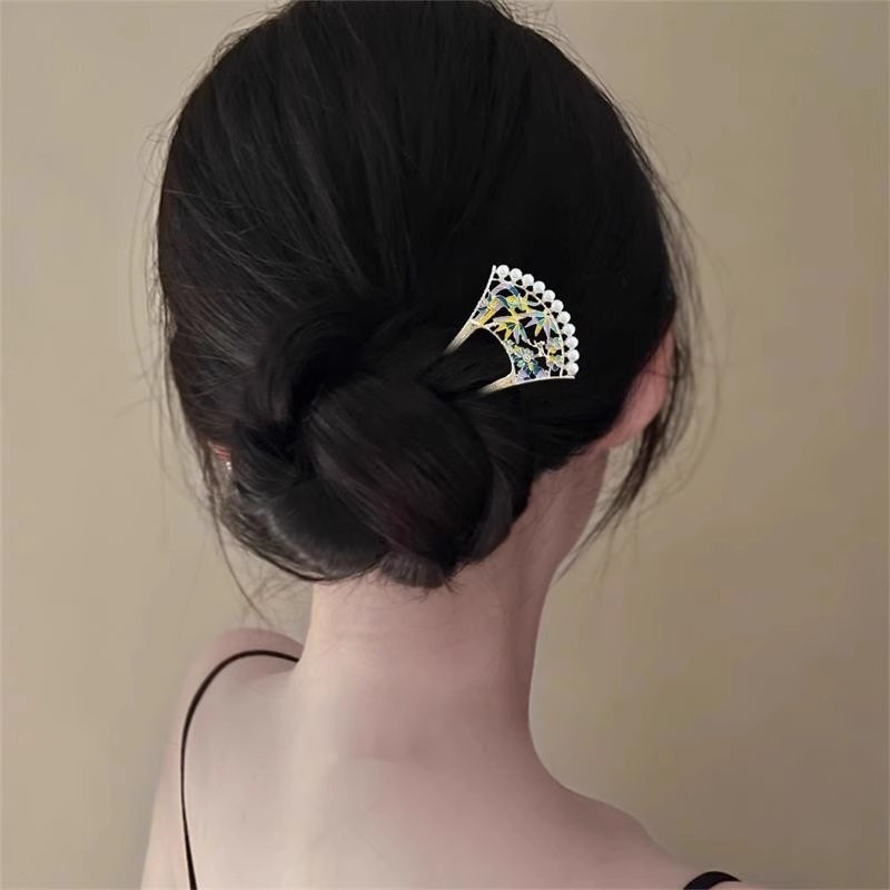 新しい中国風のデザイン U 字型ヘアピンヘアピンヘアピン女性の新しいパールヘアアクセサリーヘアピンヘアピン後頭部卸売|undefined