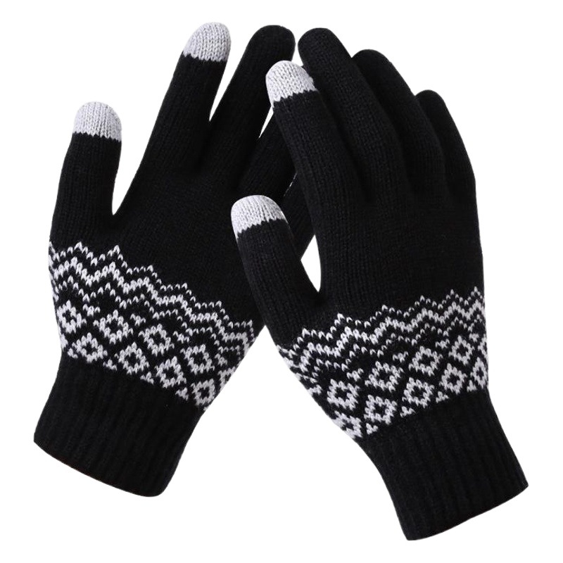 El Comercio exterior caliente a prueba de frío engrosado adulto jacquard guantes fabricantes de invierno de las mujeres de punto guantes de pantalla táctil transfronteriza al por mayor