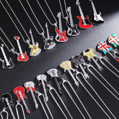 新しいギターペンダントネックレスメンズカラフルなオイル滴下合金楽器ステンレス鋼ペンダント DIY ジュエリーアクセサリー女性
