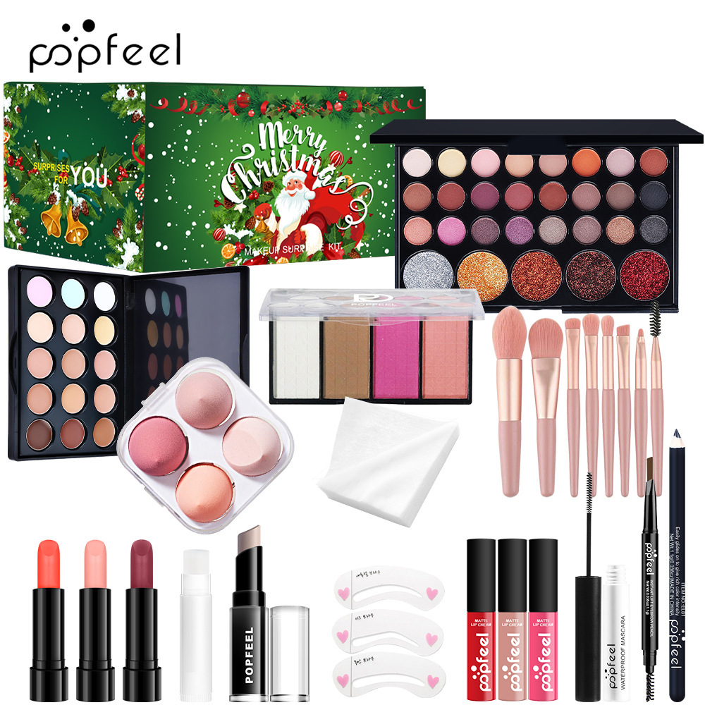 Set de Cosméticos Navideños POPFEEL, Maquillaje para Niñas, Actuación Navideña, Éxito de Ventas Transfronterizo, Sombras de Ojos Coloridas