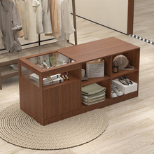 服装店中岛台流水展示台吧台收银台柜台摆件饰品陈列柜台桌带玻璃