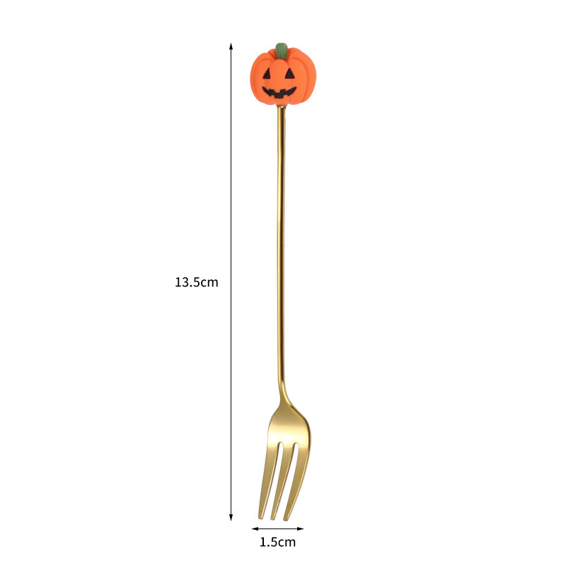 ステンレス鋼ハロウィーン食器セットフォークスプーンクリエイティブ漫画デザートスプーンコーヒー攪拌スプーンフルーツフォークデザートフォーク|undefined