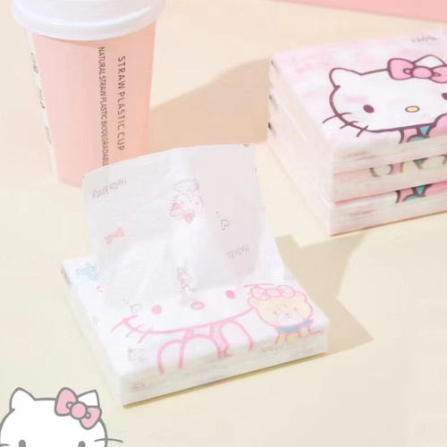 Sanrio Cute Print Facial Tissue Napkin Carrying Pack with Kitty Cat and Pochaco, 40 Sheets, Original Pulp