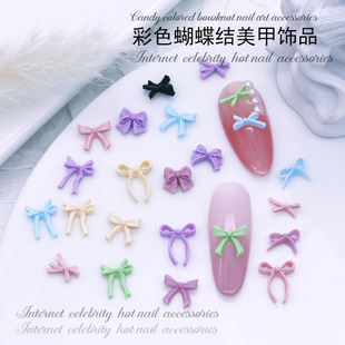 Mini Bow Nail Art Accessories Mixed Internet Celebrant Popular Color All-match Ribbon Bow Resin Nail Art Accessories