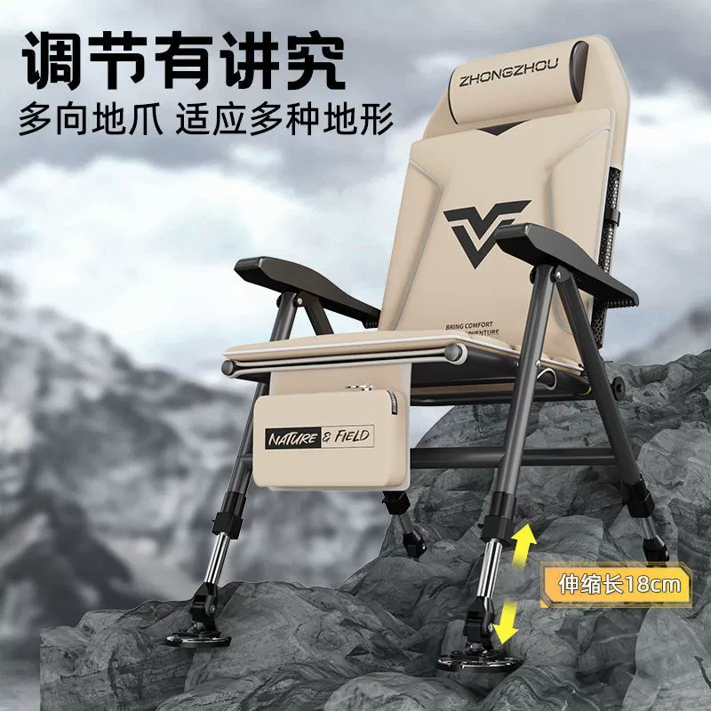 Новое рыболовное кресло европейского стиля 2025 года, вседорожное складное рыболовное кресло с откидной спинкой и подъемными ножками, кресло европейского стиля с подушкой, легкое