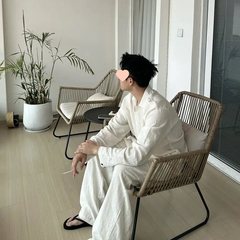 老钱风松弛感亚麻套装长袖衬衫长裤子夏季透气防晒休闲男装一整套