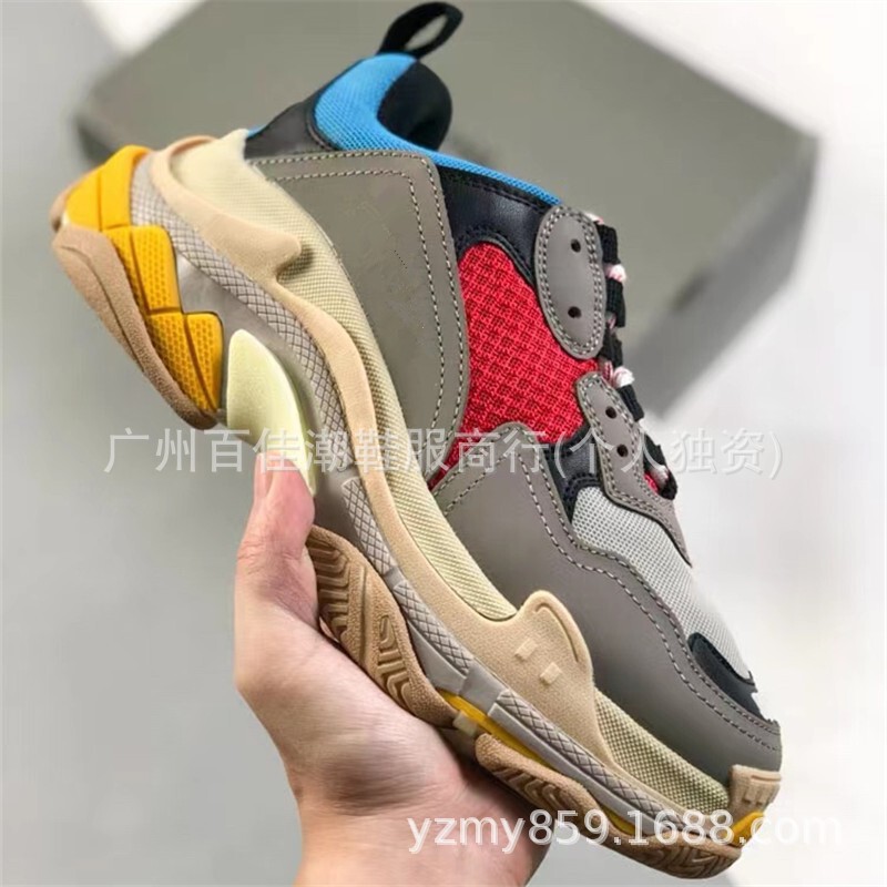 Foreign Trade Wholesale High-Quality Paris Triple Thick Heel Air Cushion Thick-Soled Dad Shoes for Men and Women Retro Casual Sports Shoes