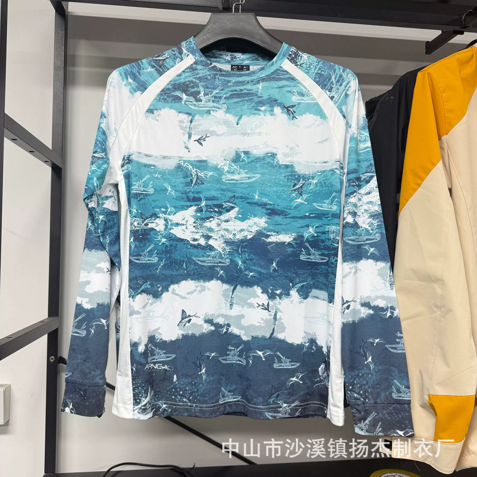 定制欧美男士户外防晒长袖钓鱼服防蚊透气弹力速干防紫外线T恤