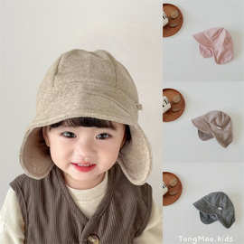 韩系宝宝雷锋帽 秋冬季男童纯色毛呢保暖护耳帽女童小众款套头帽