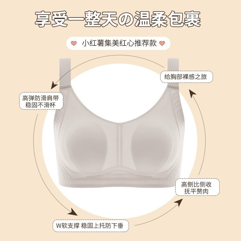 Orejas de conejo ropa interior de tamaño grande para mujeres Pequeño sin marcas sin anillo de acero Bra reunido con soporte de copa delgada Bra verano