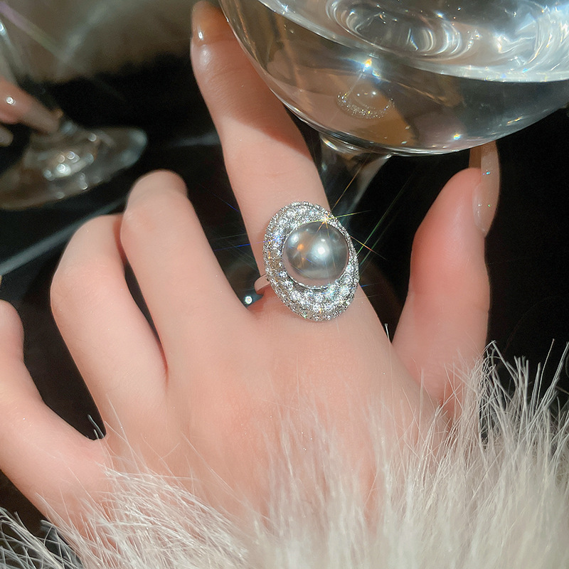 Corea del Sur ins triángulo circón anillo abierto nicho creativo versátil anillo de dedo índice elegante lujo ligero accesorios de alto sentido