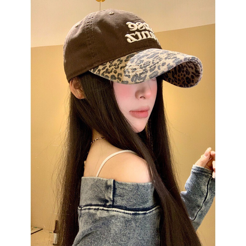 刺绣拼色硬顶棒球帽子女款男女休闲帽美式豹纹小众遮阳鸭舌帽批发|undefined