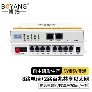 Boyang telephone optical transceiver 8-way telephone voice +2-way network intercom audio Ethernet FC Port BY-8P2E