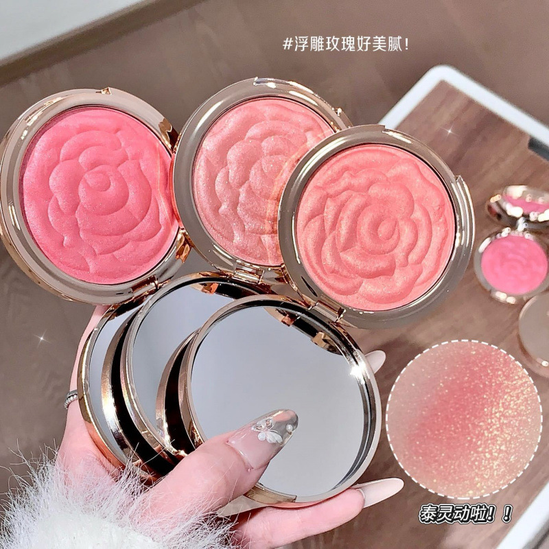 kakashow en relieve en forma de rosa blush brillante brillante atmósfera de brillo resaltado maquillaje de belleza transfronteriza maquillaje al por mayor