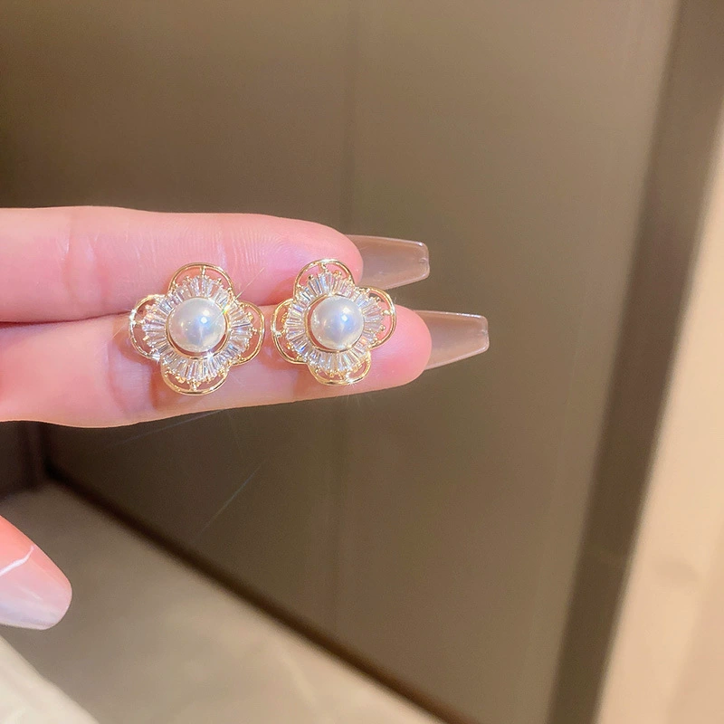Серебряная игла, цирконы, модные универсальные серьги из жемчуга, стиль высокого качества, стиль «легкая роскошь», оптовая закупка