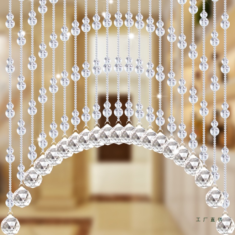 Bead Curtain Crystal Partition Curtain Living Room Entrance Installation-Free Support Rod Partition Bedroom Bathroom Popular Gourd Door Curtain