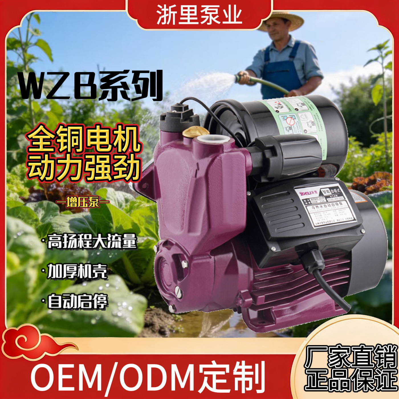 静音WZB智能小型家用全自动自来水抽水泵自吸泵冷热水增压泵