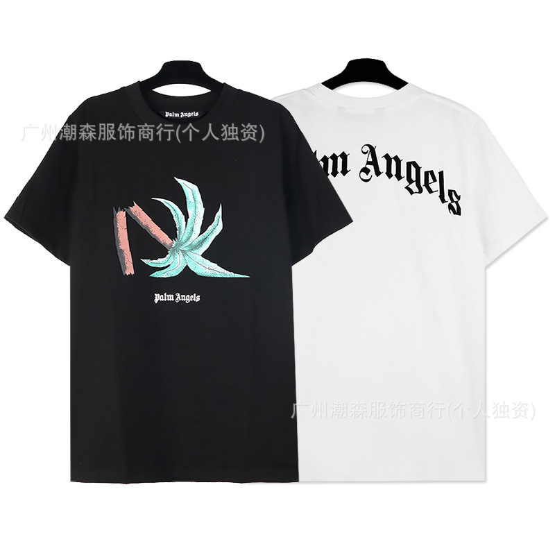 卸売り正しい版pa断頭熊半袖ヤシの木高街潮牌コウモリ袖背中大ロゴ文字tシャツ