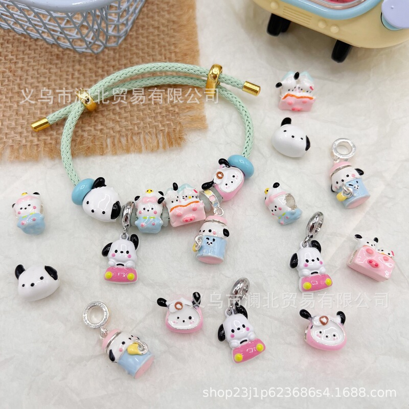 Beads Dopamine Oil Dropping Alloy Hand-painted Beads Bubble-blowing Parchapa Dog diy Bracelet Cute Girl All-match Finished Product