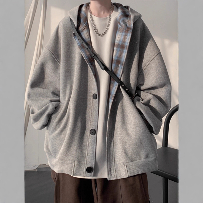 Patchwork Hooded Sweatshirt Outfit Jacket Men's Spring and Autumn Trendy Loose Youth Men's Clothing Set with Cool Suit