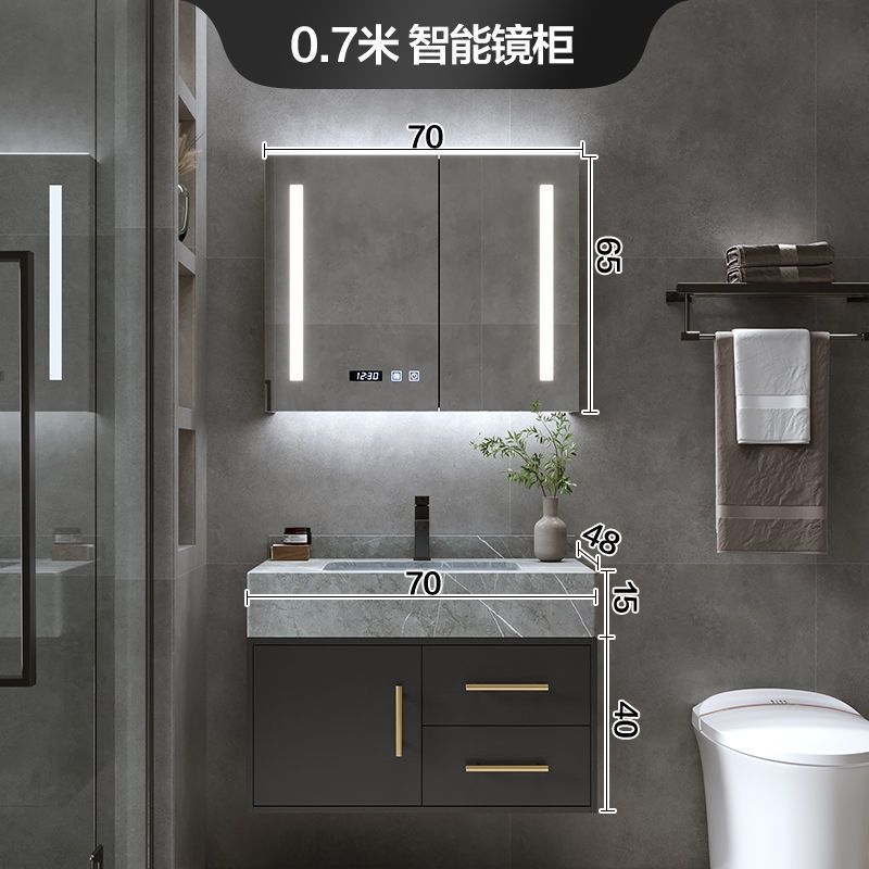 Placa de roca integrada cuenca gabinete de baño combinación de luz de lujo baño lavabo gabinete de mesa de lavado traje