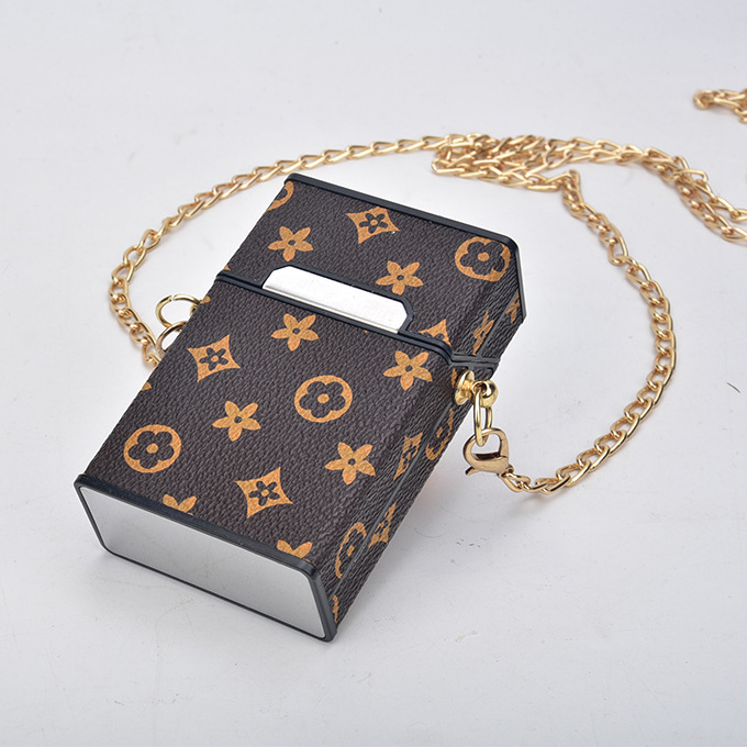 Caja de cigarrillos 20 paquetes Caja de regalo Caja de cigarrillos en bruto de cuero Caja de cigarrillos magnética portátil personalizada para niños Caja de cigarrillos anticolisión y a prueba de humedad para niñas