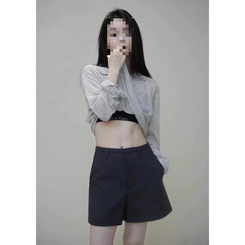 Летняя свободная серая блузка YS82025 с защитой от солнца, тонкий топ, свободный V-образный вырез, рубашка-поло, длинный рукав, футболка