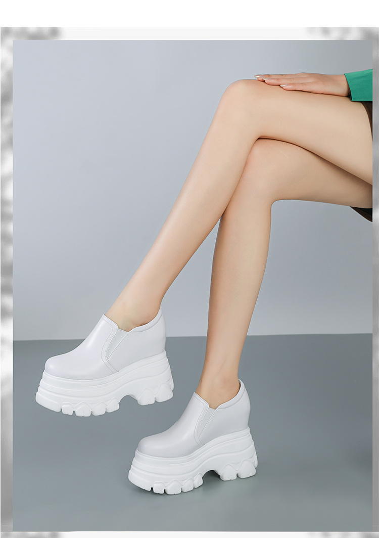 Giày cao gót nữ đế xuồng platform mũi tròn phong cách Anh quốc, gót 12 cm — màu đen chi tiết 10