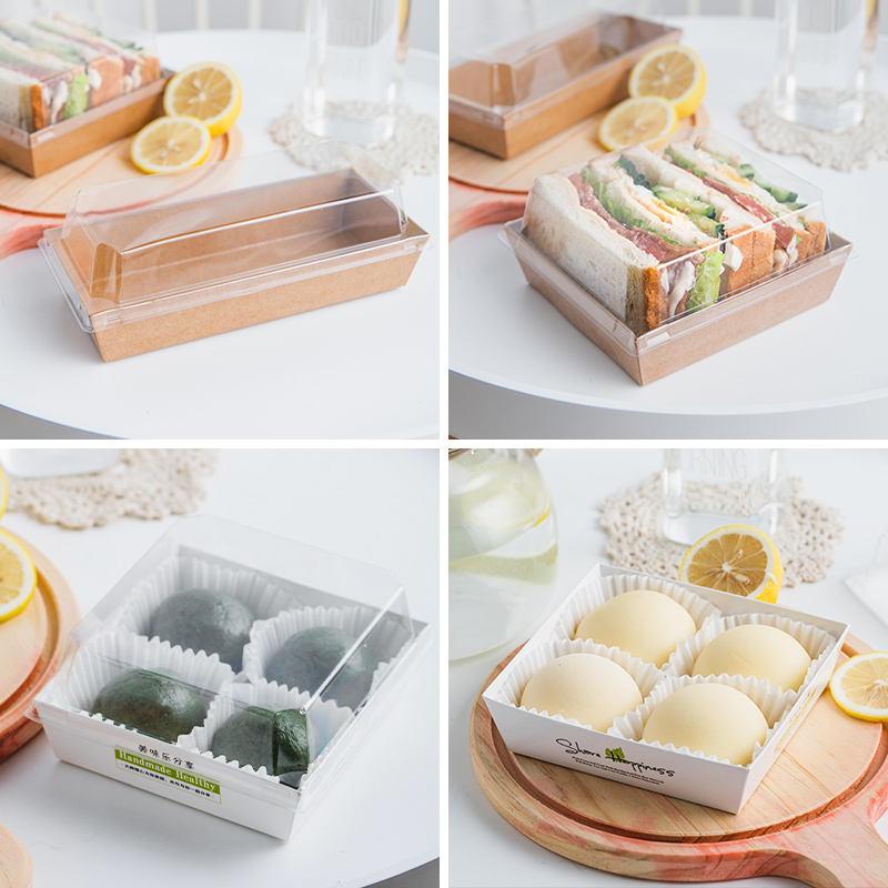 三明治包装盒 泡芙包装盒子透明三文治10套入烘焙包装 三明便当盒