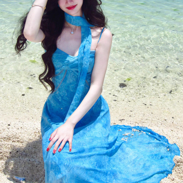 Blue shiffon dress