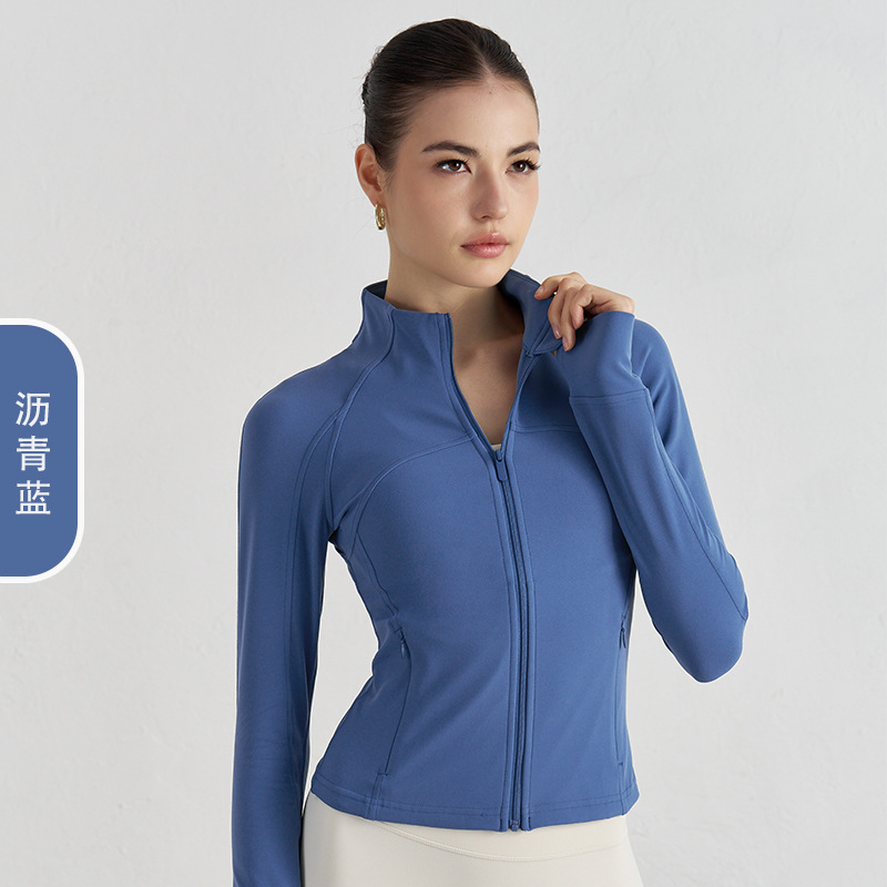 NUF otoño invierno desnudo sensación de yoga chaqueta deportiva de cuello vertical chaqueta deportiva de alta calidad de la mujer malla trasera ropa de yoga transpirable