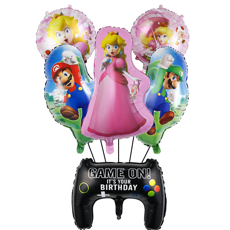 Transfronterizo Mario modelado de globos de aluminio Mario tema juego de cumpleaños diseño de juguete decoración del partido papel de aluminio