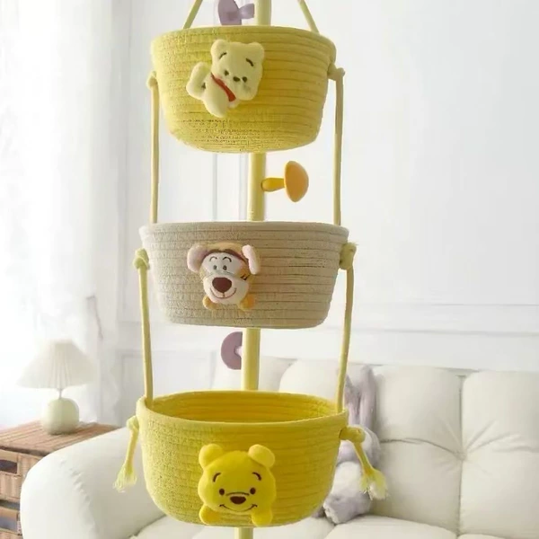 Double yellow jump tiger three -layer hanging basket 21*11cm
