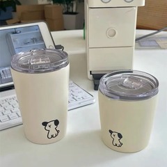 小狗咖啡杯水杯不鏽鋼便攜可愛保溫杯女生高顏值學生杯子批發